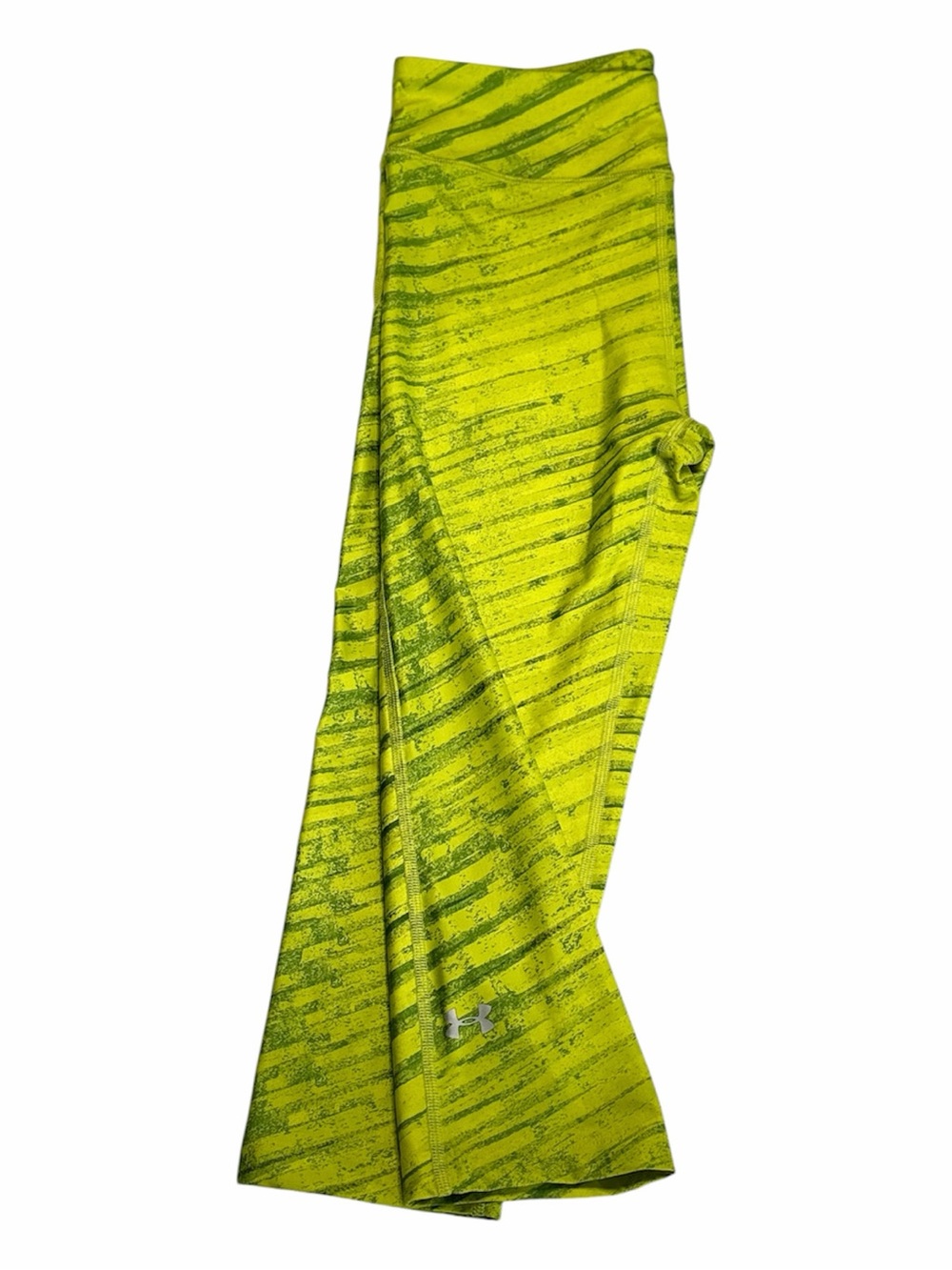 Under Armour Neon Yellow/Green Striped Athletic Compression Capri Leggings - Picture 6 of 6